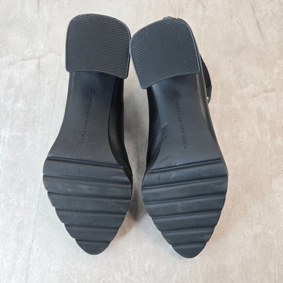 Victorian Ankle Boots Leather Chain Stud Block Heel Whimsigoth Pointy Bootie 6.5 - Picture 7 of 14